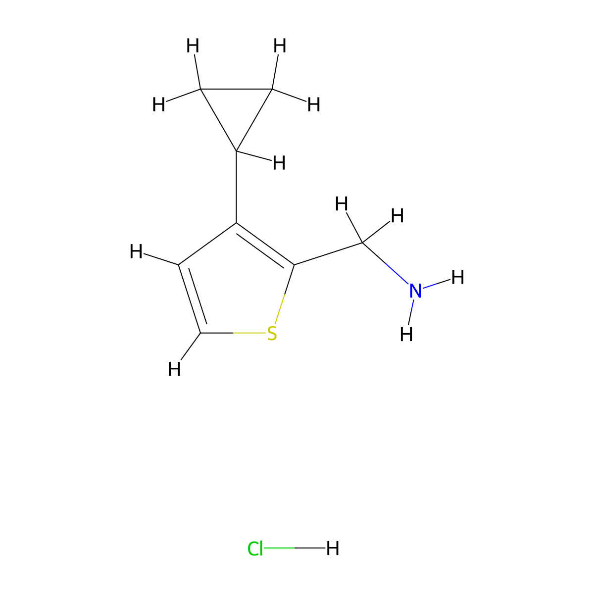 1-(3-Cyclopropylthiophen-2-yl)methanamine hydrochloride molecular structure, CAS 3017265-67-4