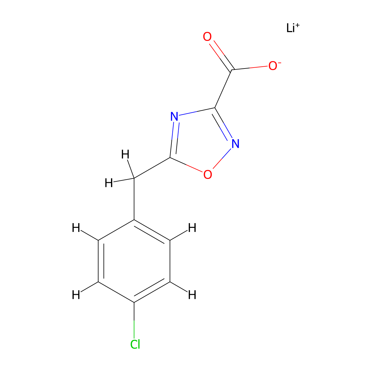 Lithium(1+) 5-[(4-chlorophenyl)methyl]-1,2,4-oxadiazole-3-carboxylate molecular structure, CAS 3017265-72-1