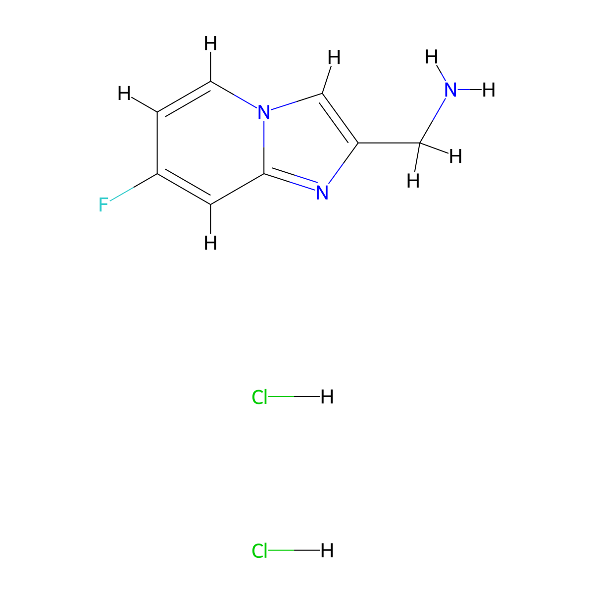 1-{7-Fluoroimidazo[1,2-a]pyridin-2-yl}methanamine dihydrochloride molecular structure, CAS 3017265-76-5