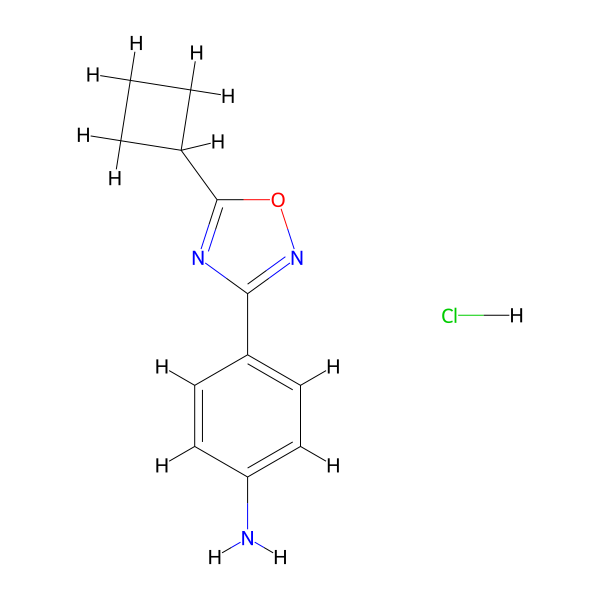 4-(5-Cyclobutyl-1,2,4-oxadiazol-3-yl)aniline hydrochloride molecular structure, CAS 3017265-80-1