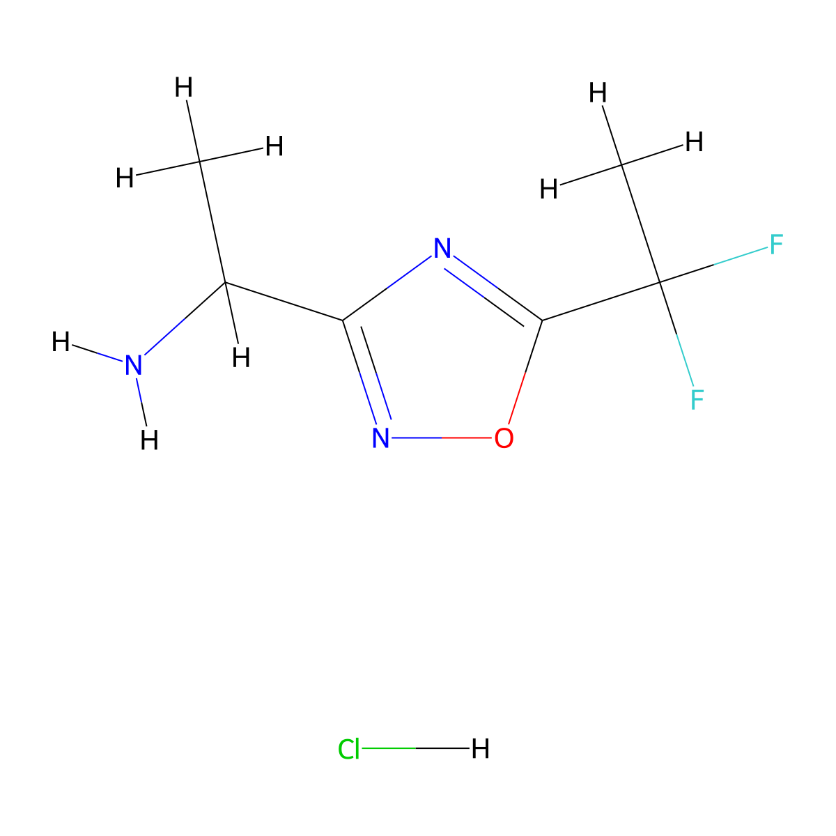 1-[5-(1,1-Difluoroethyl)-1,2,4-oxadiazol-3-yl]ethan-1-amine hydrochloride molecular structure, CAS 3017265-84-5