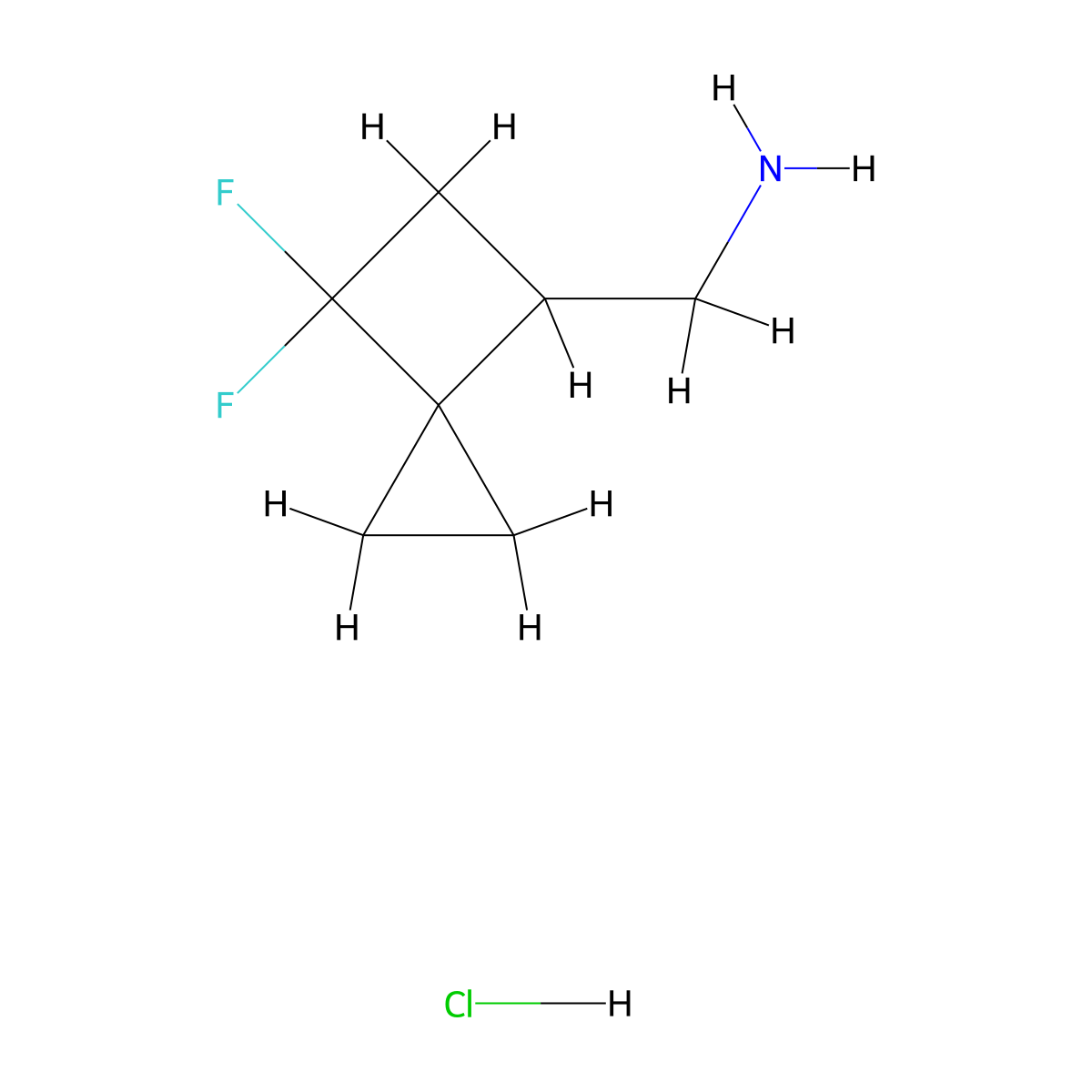 1-{6,6-Difluorospiro[2.3]hexan-4-yl}methanamine hydrochloride molecular structure, CAS 3017265-90-3