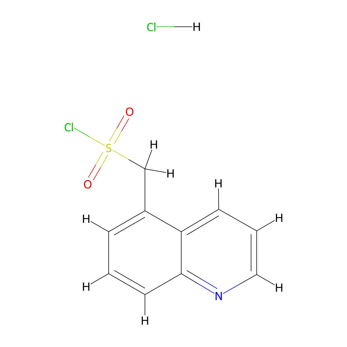 Quinolin-5-ylmethanesulfonyl chloride hydrochloride molecular structure, CAS 3017265-91-4