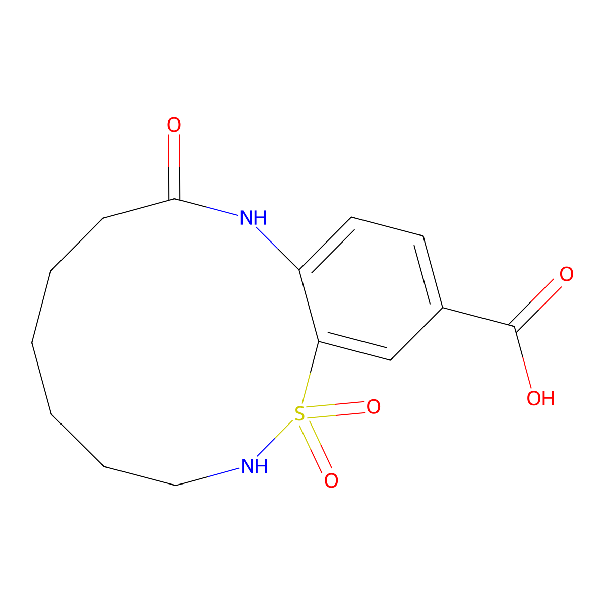 1,1,9-trioxo-3,4,5,6,7,8,9,10-octahydro-2H-1lambda6,2,10-benzothiadiazacyclododecine-13-carboxylic acid molecular structure, CAS 3017265-94-7