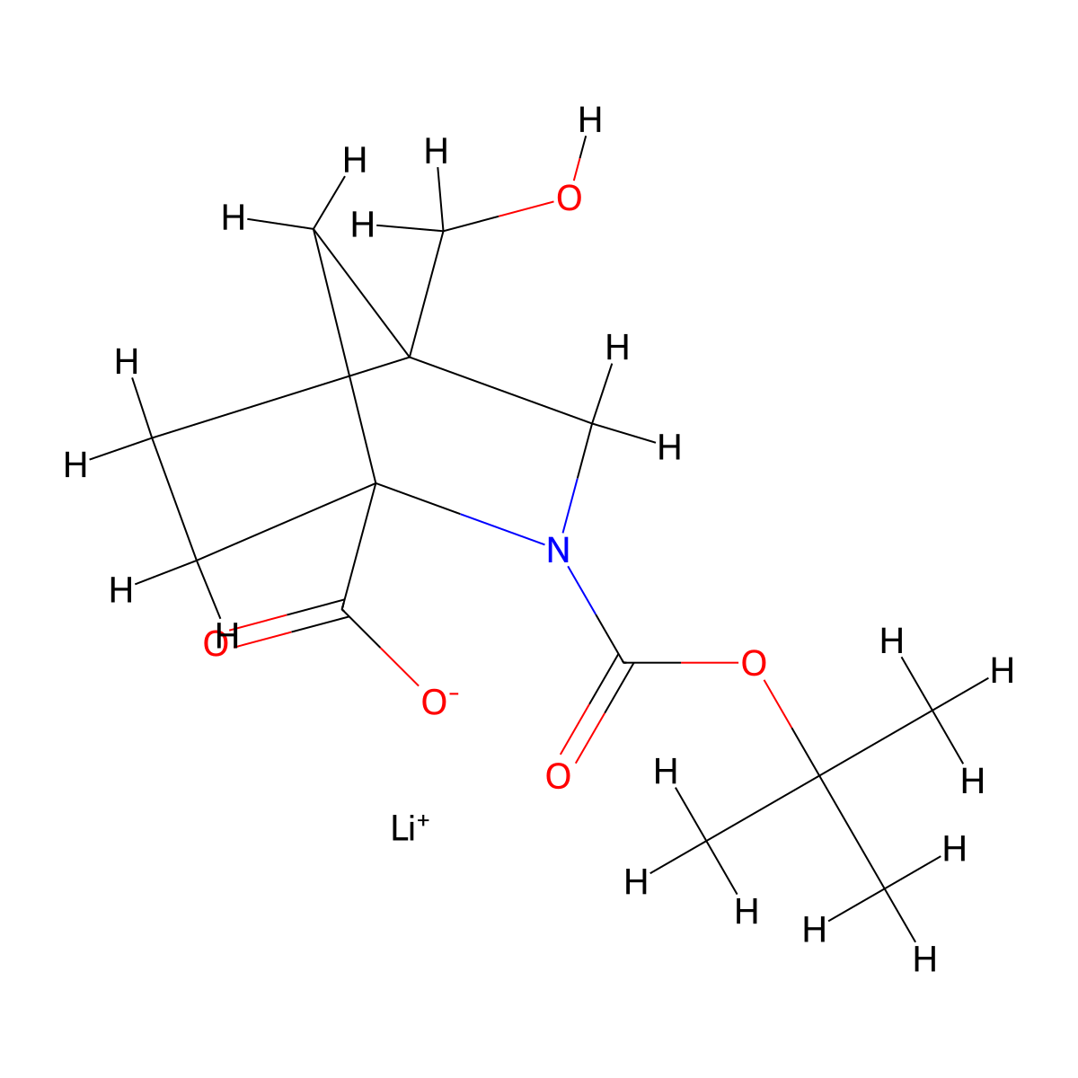 Lithium(1+) 2-[(tert-butoxy)carbonyl]-4-(hydroxymethyl)-2-azabicyclo[2.2.1]heptane-1-carboxylate molecular structure, CAS 3017266-28-0