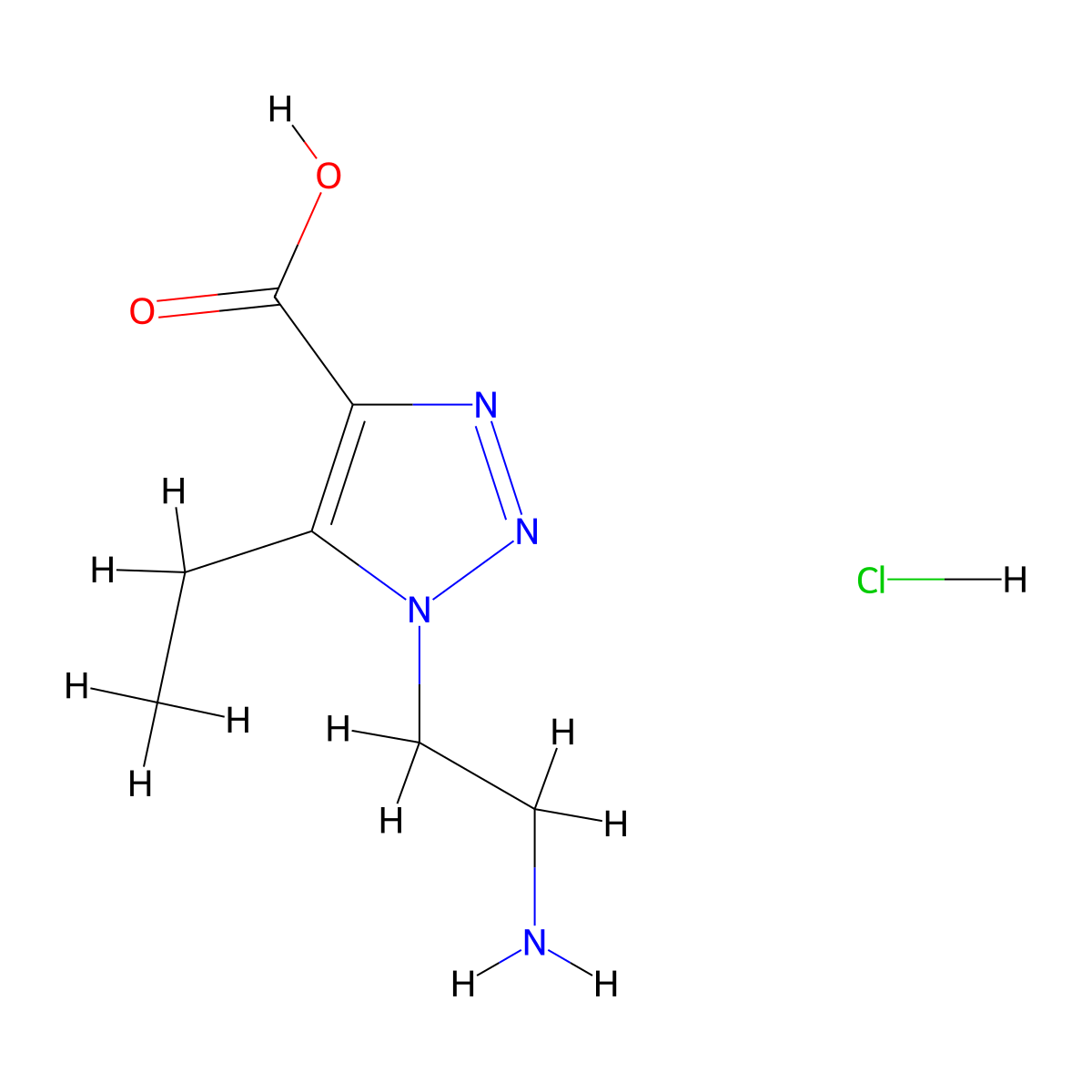 1-(2-aminoethyl)-5-ethyl-1H-1,2,3-triazole-4-carboxylic acid hydrochloride molecular structure, CAS 3017266-30-4