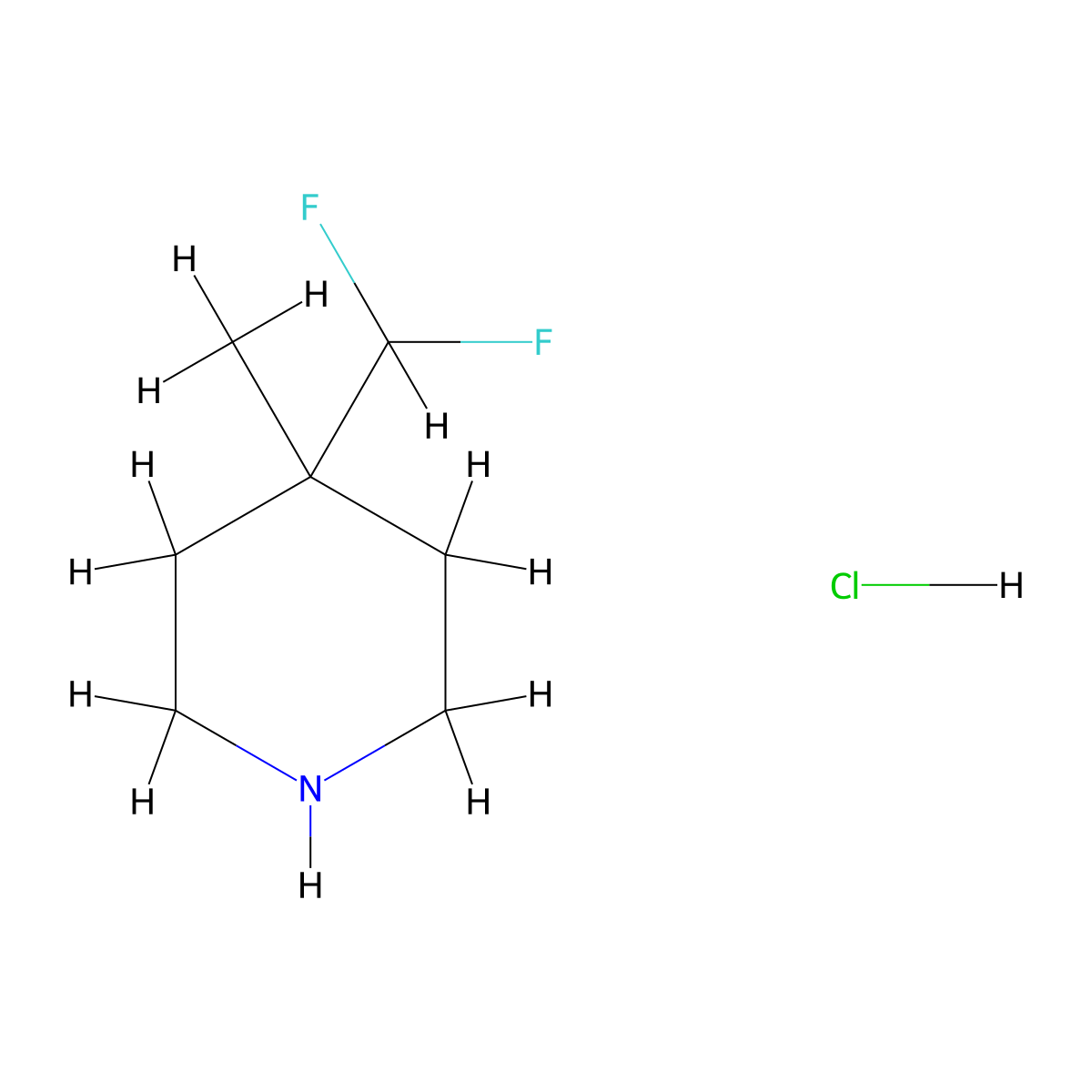 4-(Difluoromethyl)-4-methylpiperidine hydrochloride molecular structure, CAS 3017266-37-1