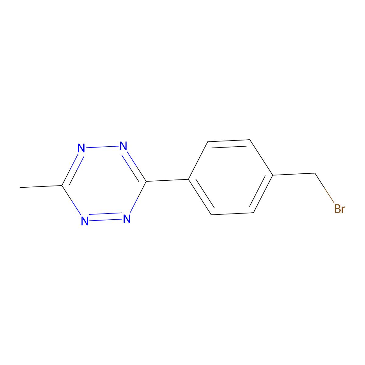 3-[4-(Bromomethyl)phenyl]-6-methyl-1,2,4,5-tetrazine molecular structure, CAS 3017266-45-1