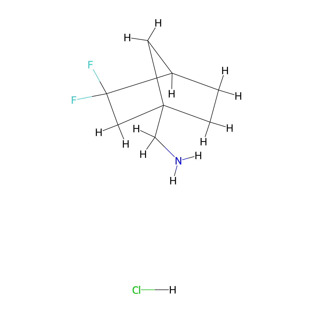 1-{3,3-Difluorobicyclo[2.2.1]heptan-1-yl}methanamine hydrochloride molecular structure, CAS 3017266-51-9