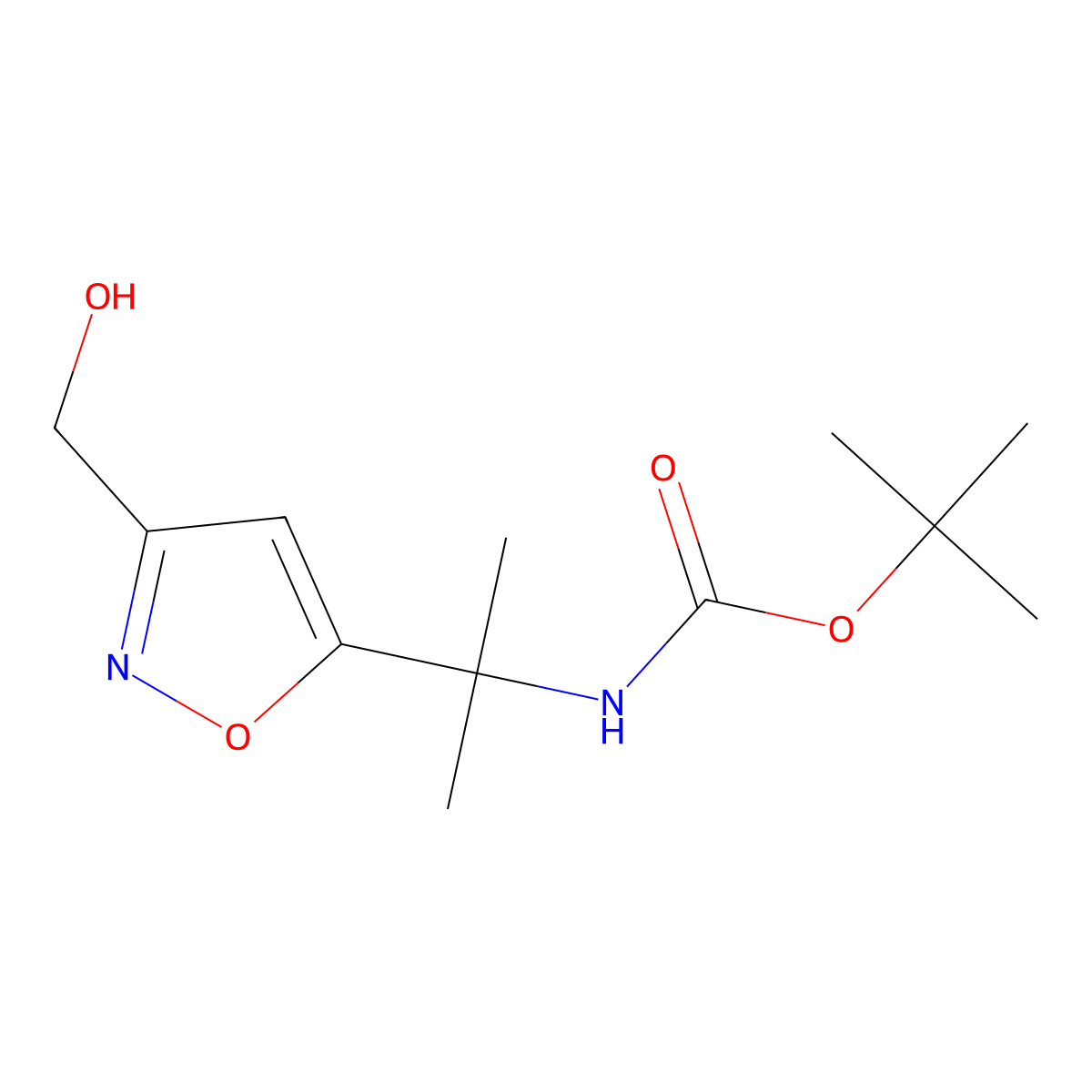 tert-butyl N-{2-[3-(hydroxymethyl)-1,2-oxazol-5-yl]propan-2-yl}carbamate molecular structure, CAS 3017266-52-0