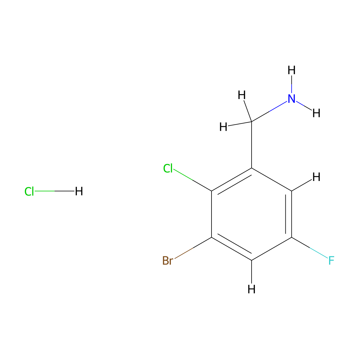 1-(3-Bromo-2-chloro-5-fluorophenyl)methanamine hydrochloride molecular structure, CAS 3017266-53-1