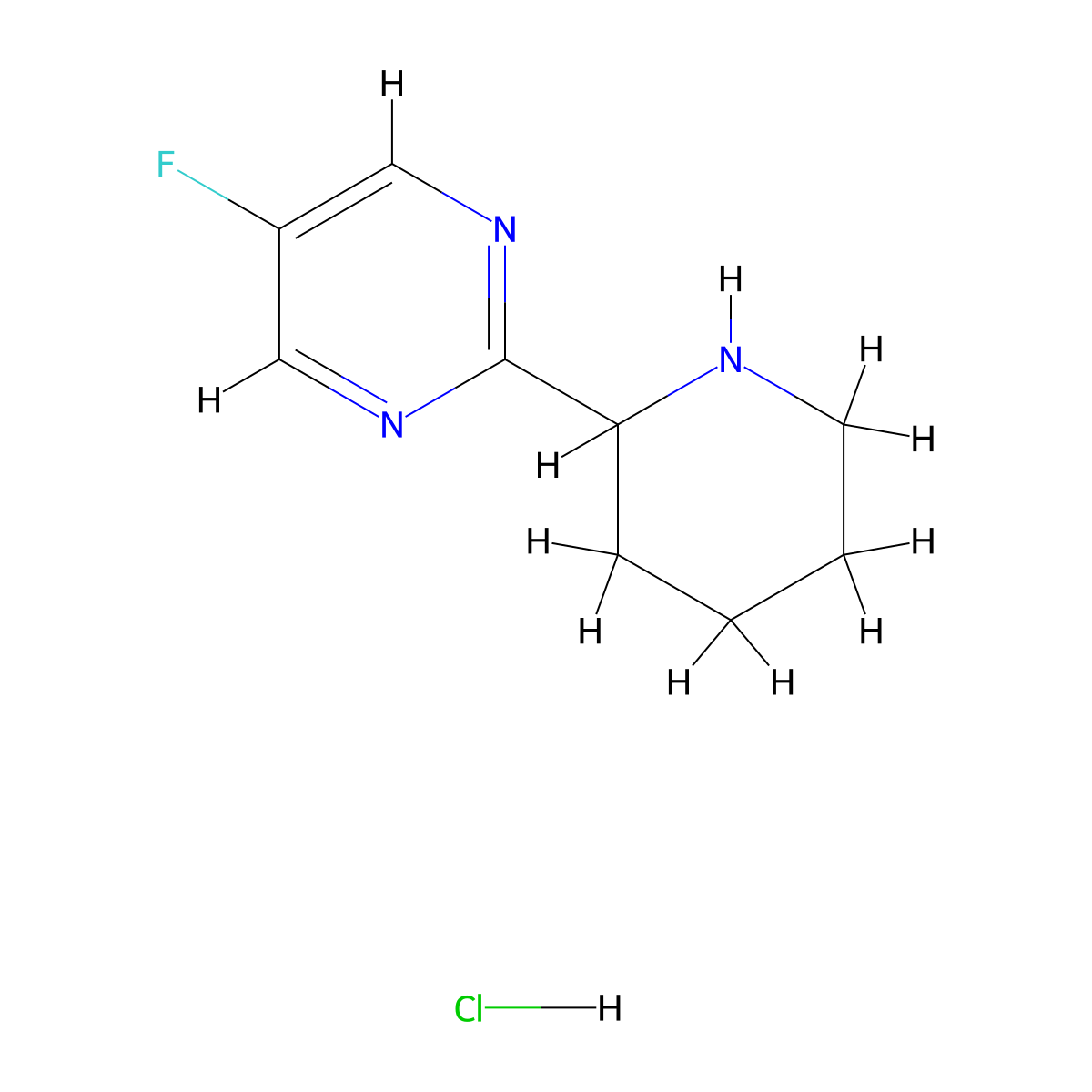 5-Fluoro-2-piperidin-2-ylpyrimidine;hydrochloride molecular structure, CAS 3017266-60-0