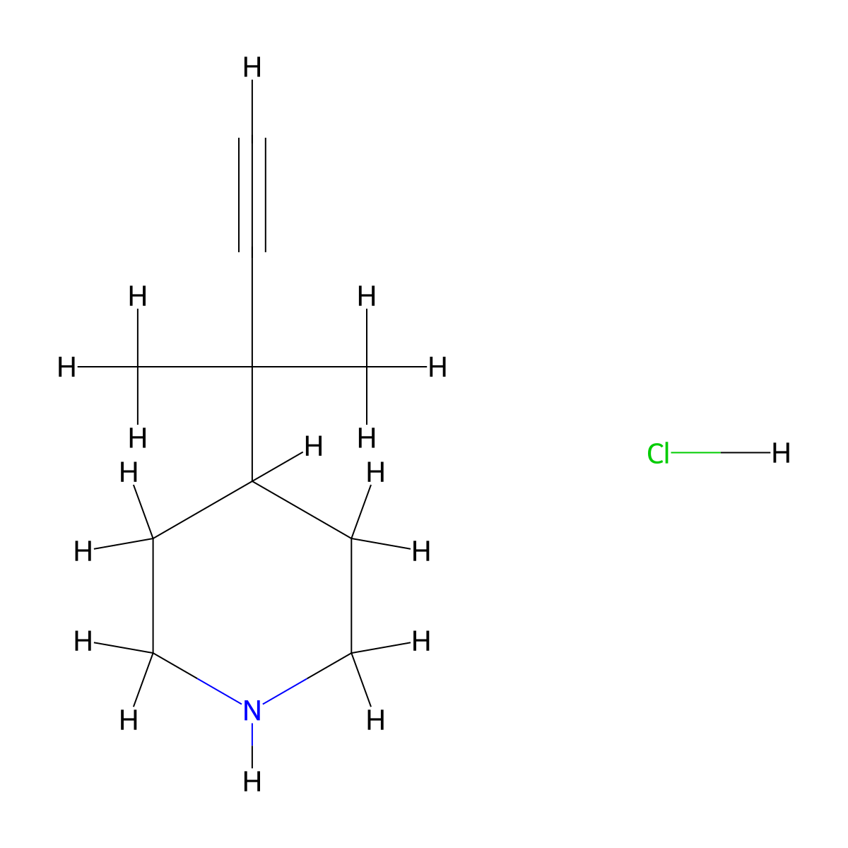 4-(2-Methylbut-3-yn-2-yl)piperidine hydrochloride molecular structure, CAS 3017266-73-5