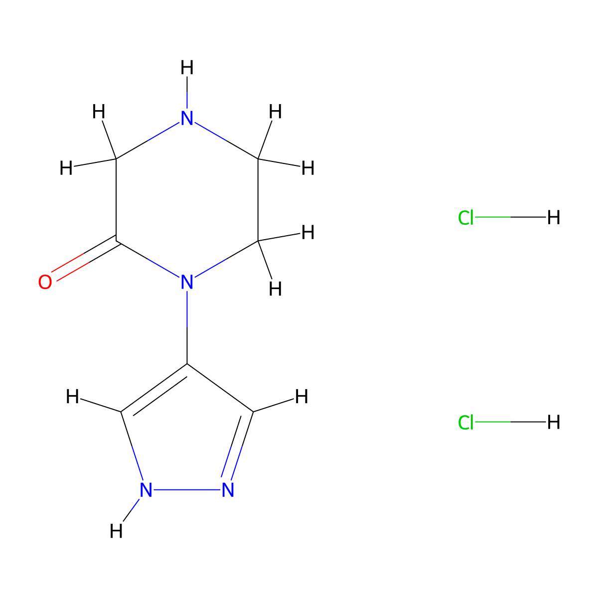 1-(1H-pyrazol-4-yl)piperazin-2-one dihydrochloride molecular structure, CAS 3017266-89-3