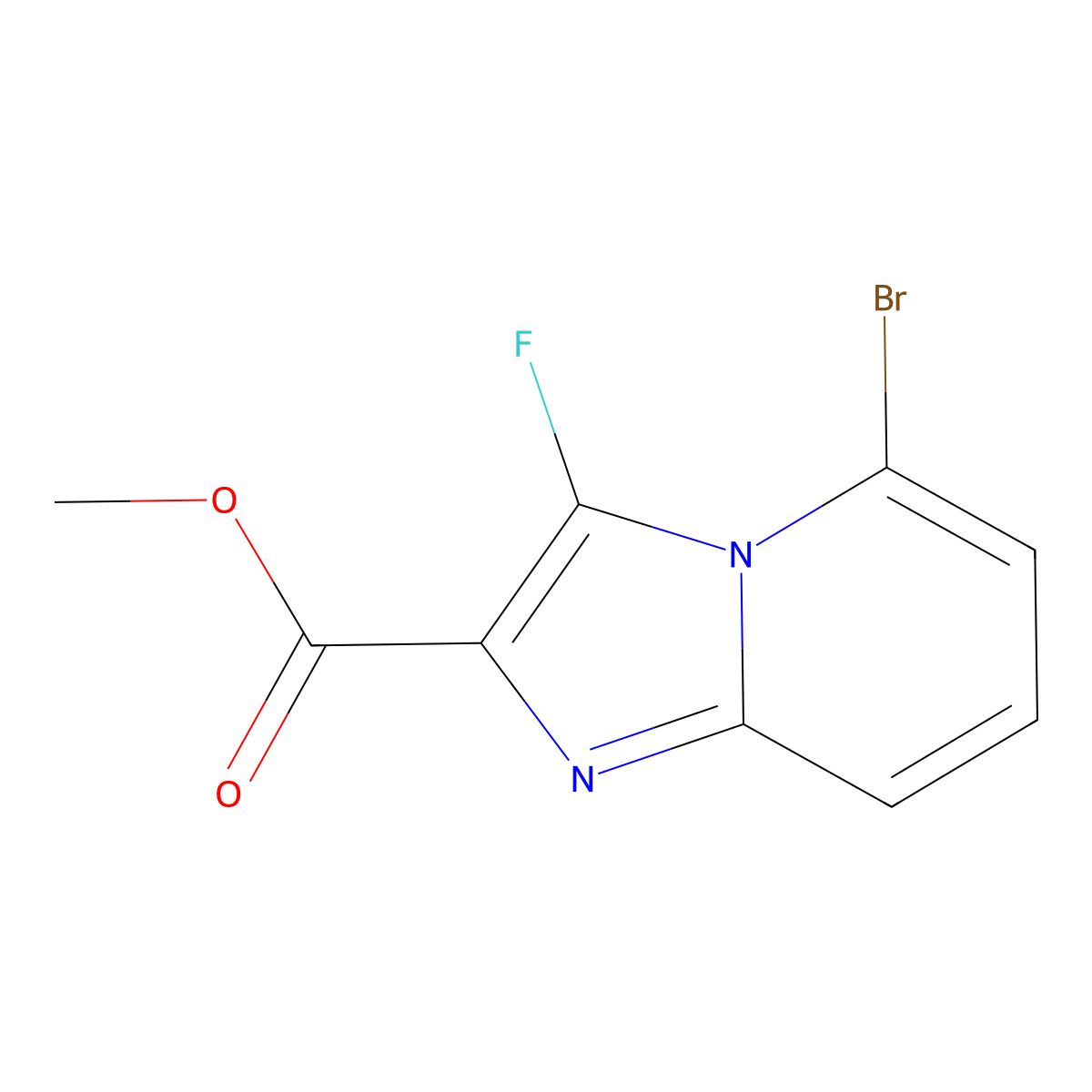 Methyl 5-bromo-3-fluoroimidazo[1,2-a]pyridine-2-carboxylate molecular structure, CAS 3017266-92-8