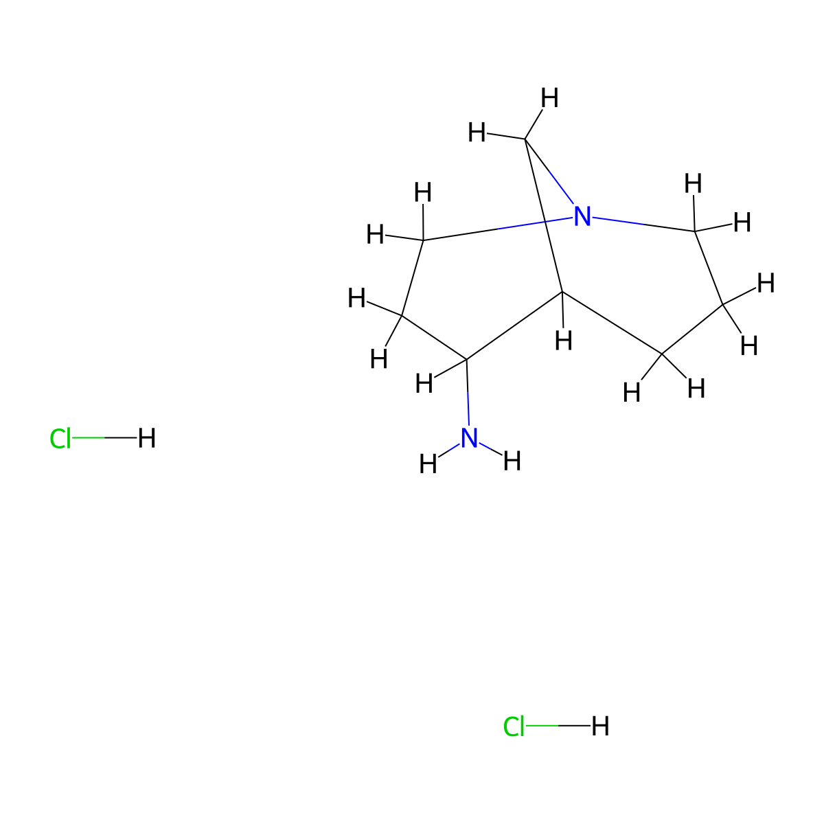 1-Azabicyclo[3.3.1]nonan-4-amine dihydrochloride molecular structure, CAS 3017266-96-2