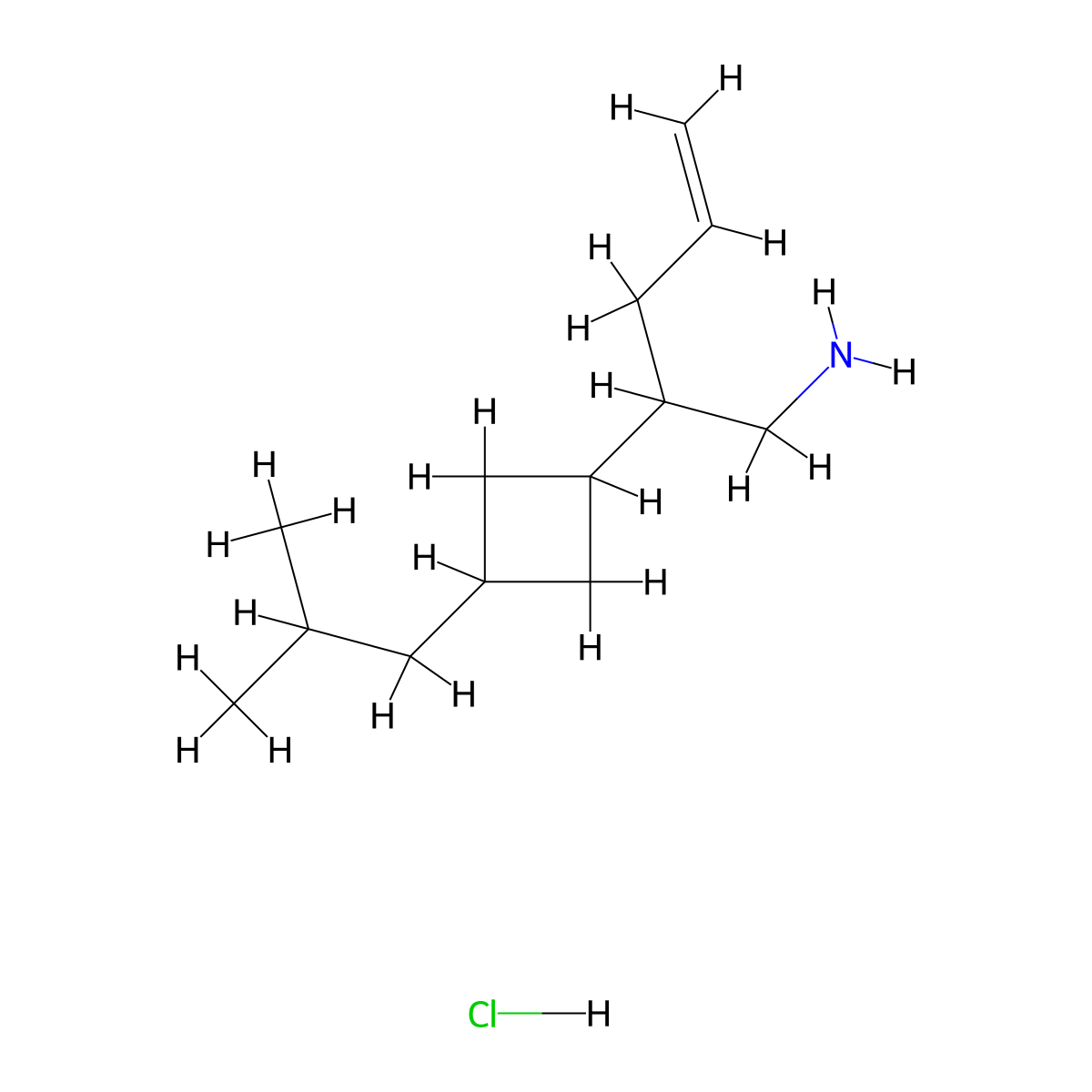 2-[3-(2-Methylpropyl)cyclobutyl]pent-4-en-1-amine hydrochloride molecular structure, CAS 3017267-03-4