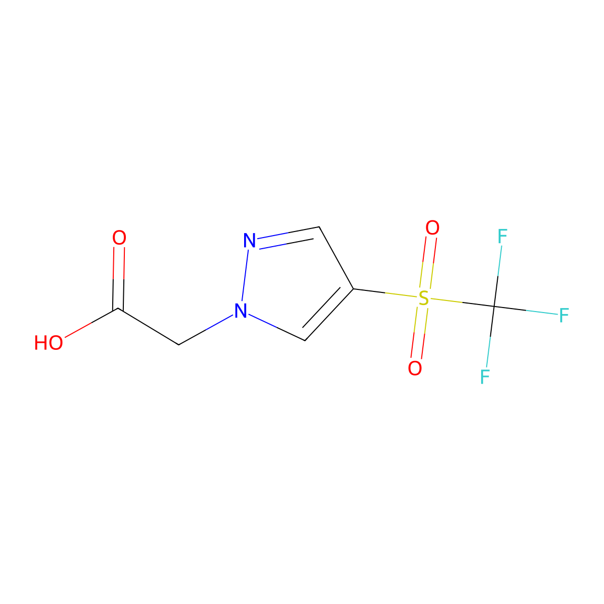 2-(4-trifluoromethanesulfonyl-1H-pyrazol-1-yl)acetic acid molecular structure, CAS 3017267-06-7