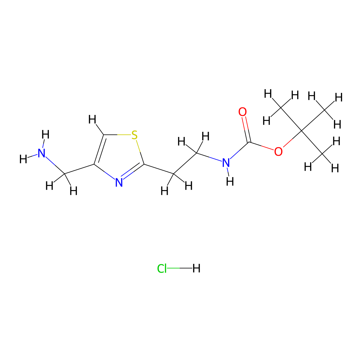 tert-butyl N-{2-[4-(aminomethyl)-1,3-thiazol-2-yl]ethyl}carbamate hydrochloride molecular structure, CAS 3017267-12-5
