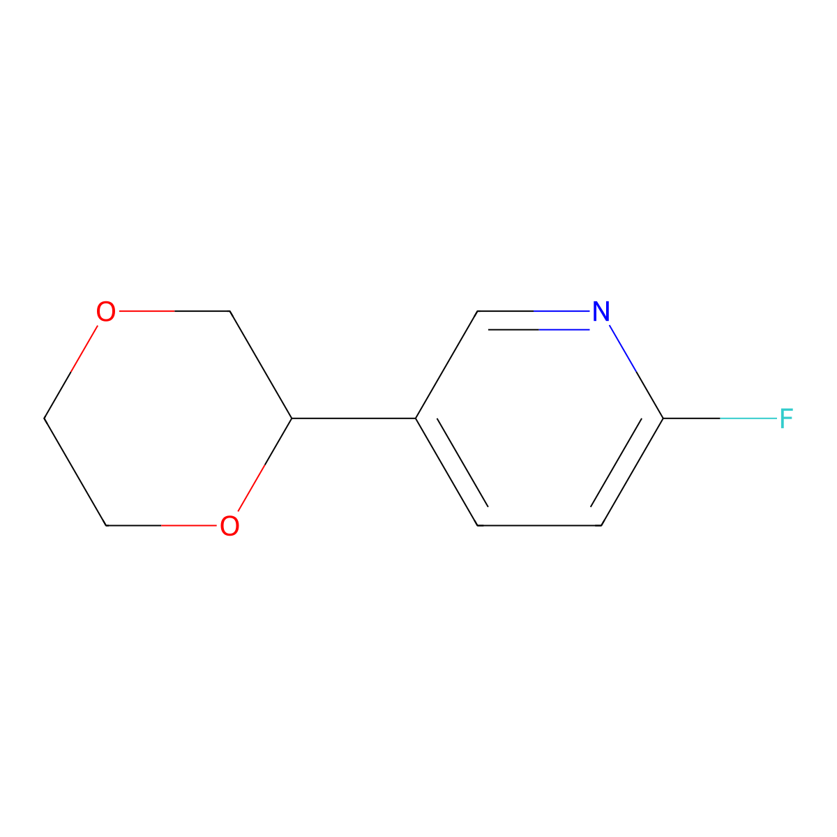 5-(1,4-Dioxan-2-yl)-2-fluoropyridine molecular structure, CAS 3017267-15-8