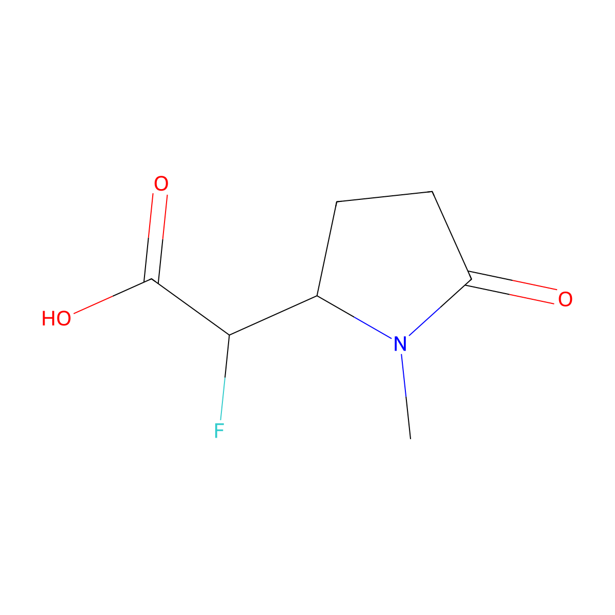 2-Fluoro-2-(1-methyl-5-oxopyrrolidin-2-yl)acetic acid molecular structure, CAS 3017267-19-2