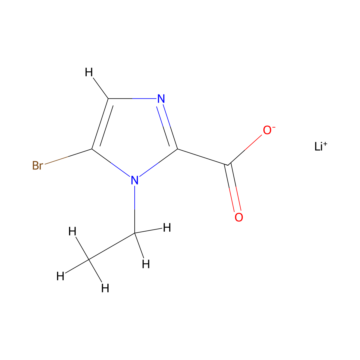 lithium(1+) 5-bromo-1-ethyl-1H-imidazole-2-carboxylate molecular structure, CAS 3017267-24-9