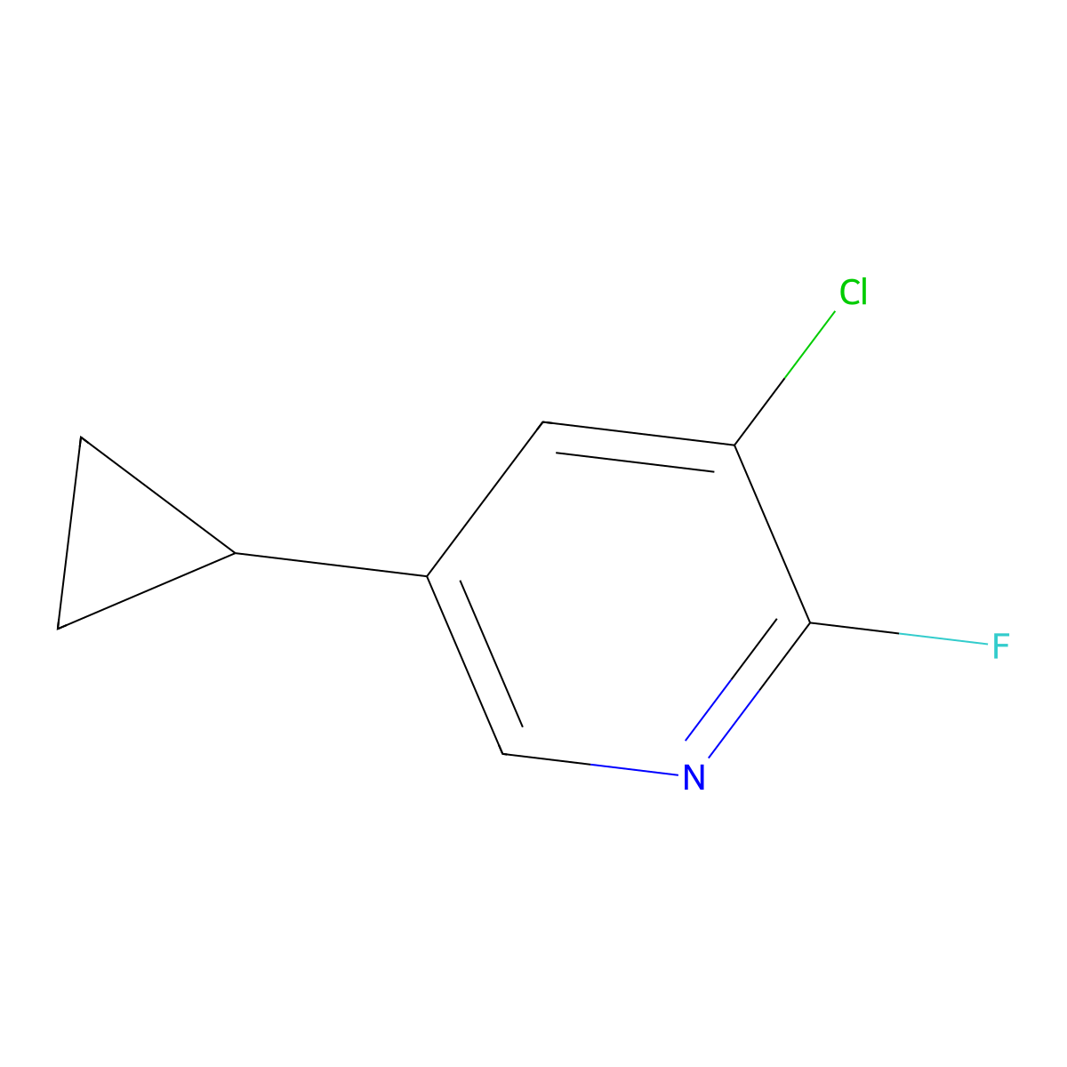 3-Chloro-5-cyclopropyl-2-fluoropyridine molecular structure, CAS 3017267-32-9
