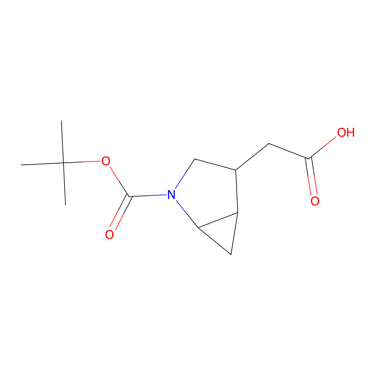 2-[2-[(2-Methylpropan-2-yl)oxycarbonyl]-2-azabicyclo[3.1.0]hexan-4-yl]acetic acid molecular structure, CAS 3017267-34-1