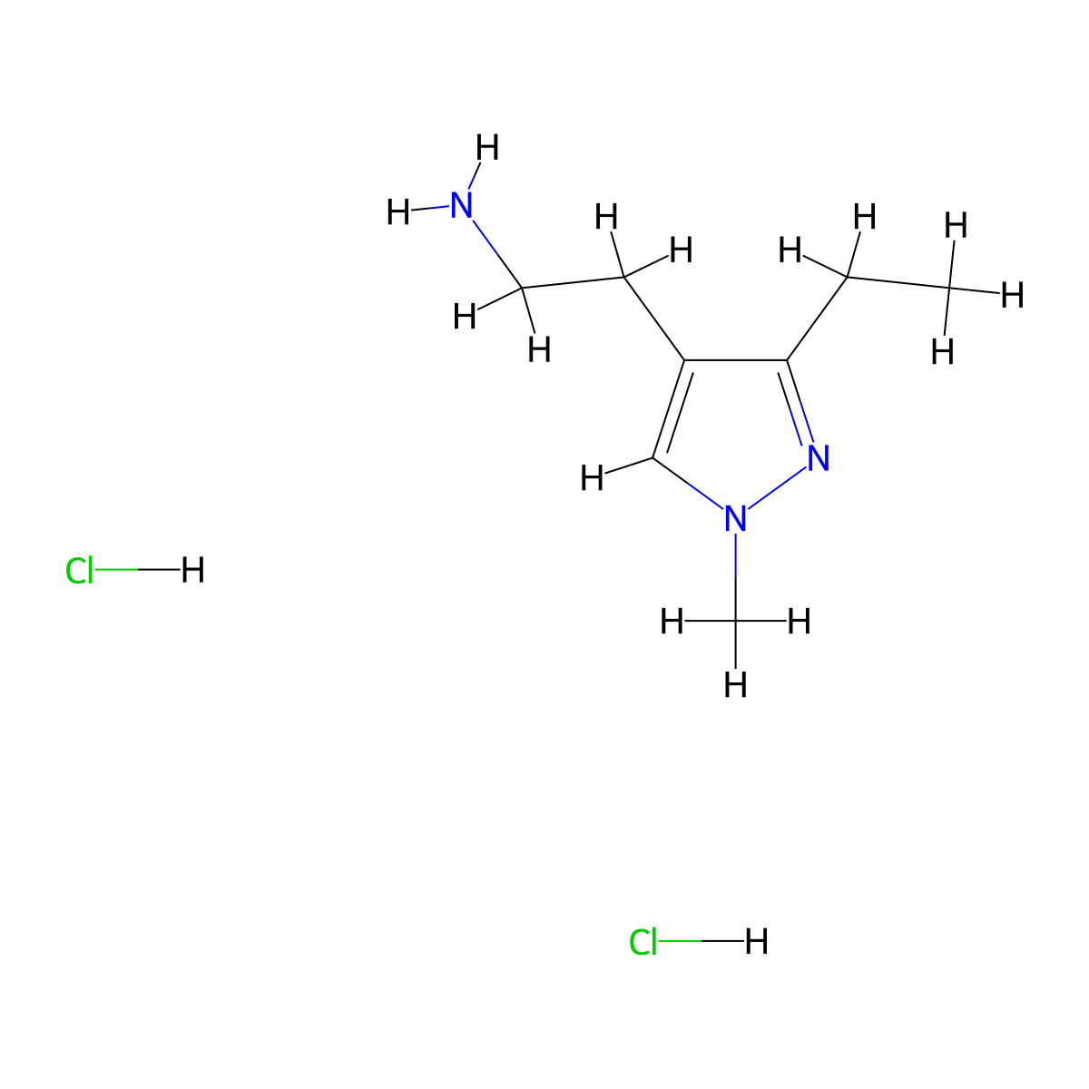 2-(3-ethyl-1-methyl-1H-pyrazol-4-yl)ethan-1-amine dihydrochloride molecular structure, CAS 3017267-40-9