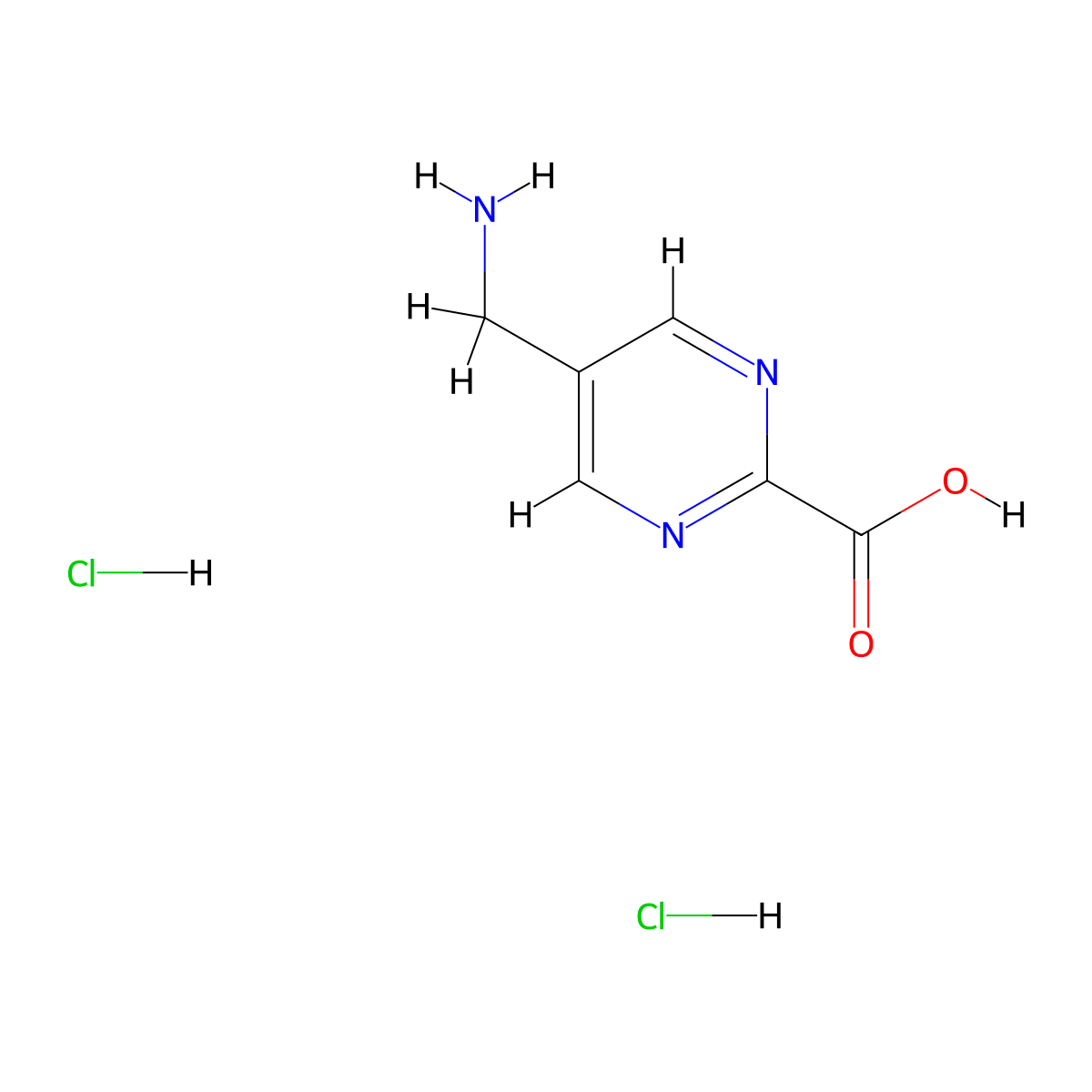 5-(Aminomethyl)pyrimidine-2-carboxylic acid dihydrochloride molecular structure, CAS 3017267-42-1