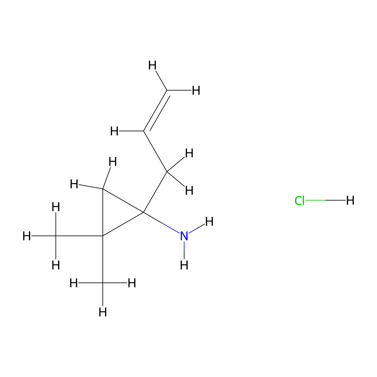 2,2-Dimethyl-1-(prop-2-en-1-yl)cyclopropan-1-amine hydrochloride molecular structure, CAS 3017267-45-4