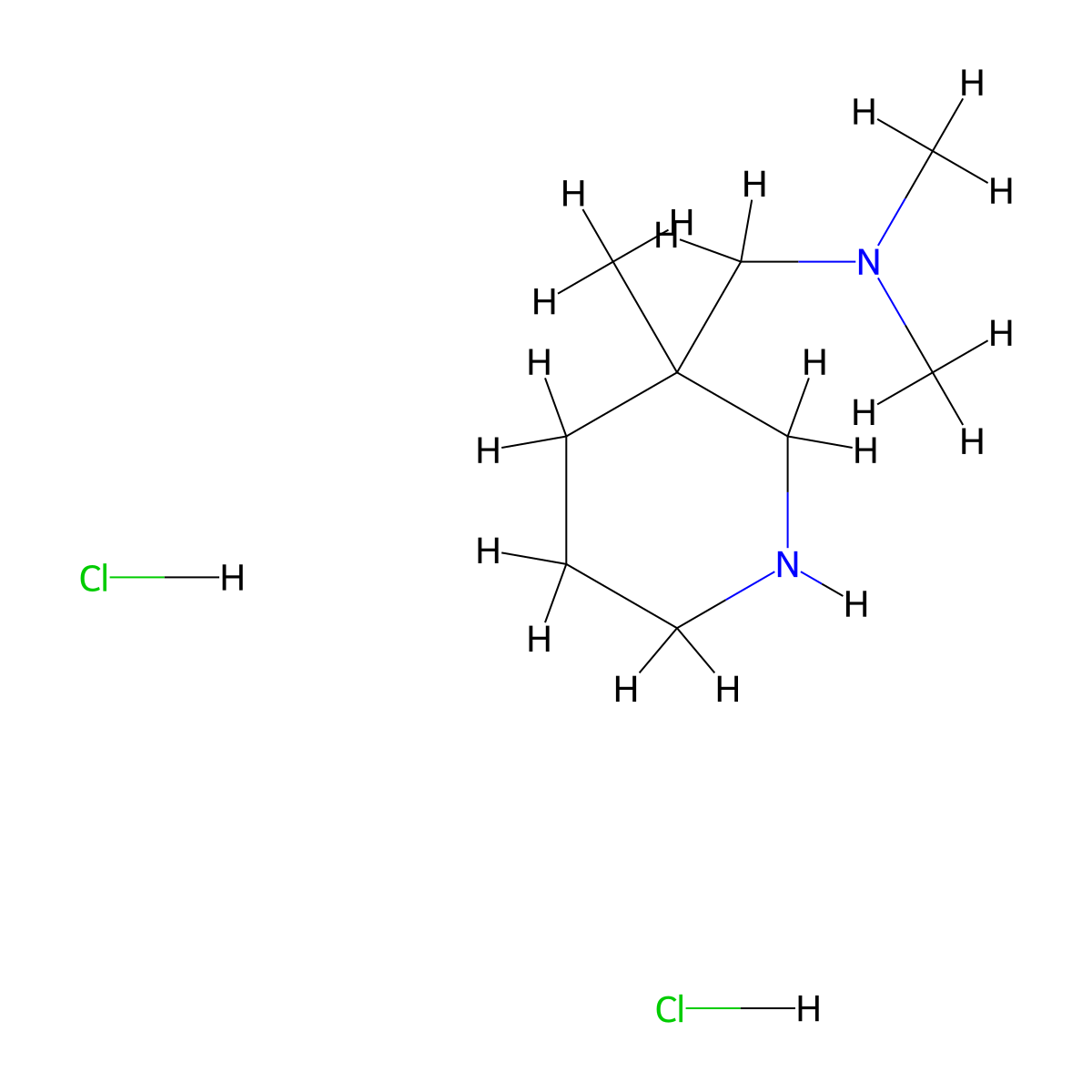 Dimethyl[(3-methylpiperidin-3-yl)methyl]amine dihydrochloride molecular structure, CAS 3017267-50-1