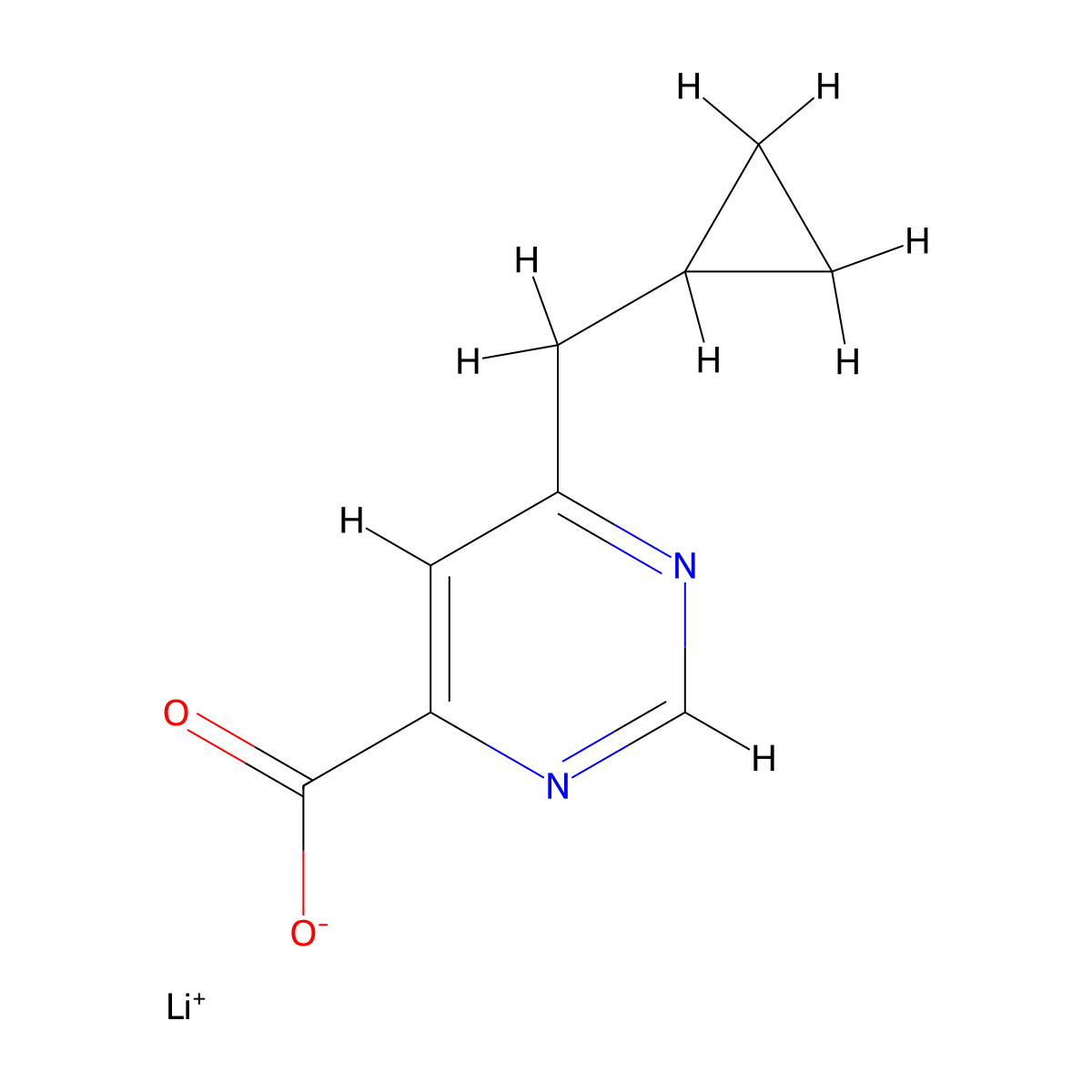 Lithium(1+) 6-(cyclopropylmethyl)pyrimidine-4-carboxylate molecular structure, CAS 3017267-53-4