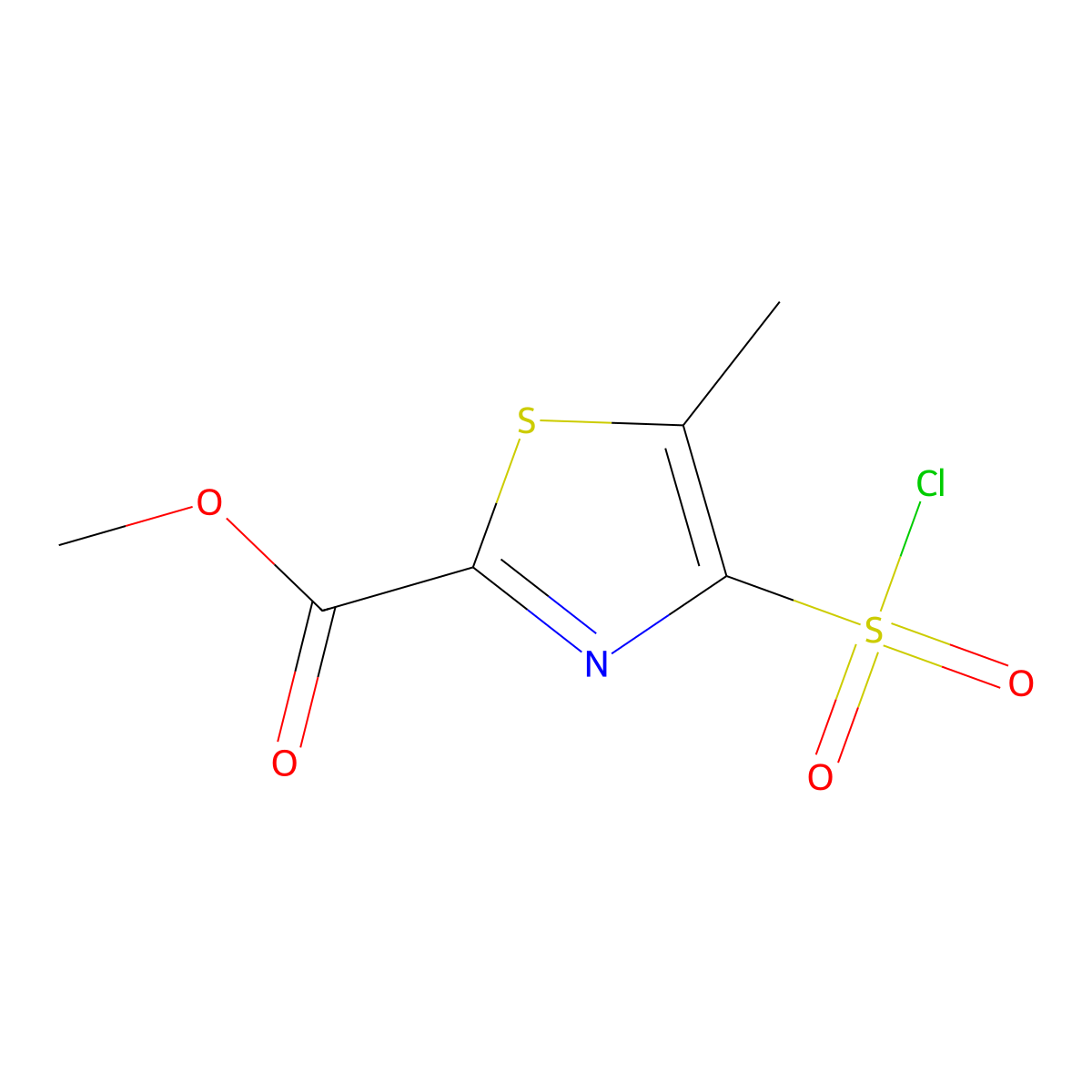 Methyl 4-(chlorosulfonyl)-5-methyl-1,3-thiazole-2-carboxylate molecular structure, CAS 3017267-59-0