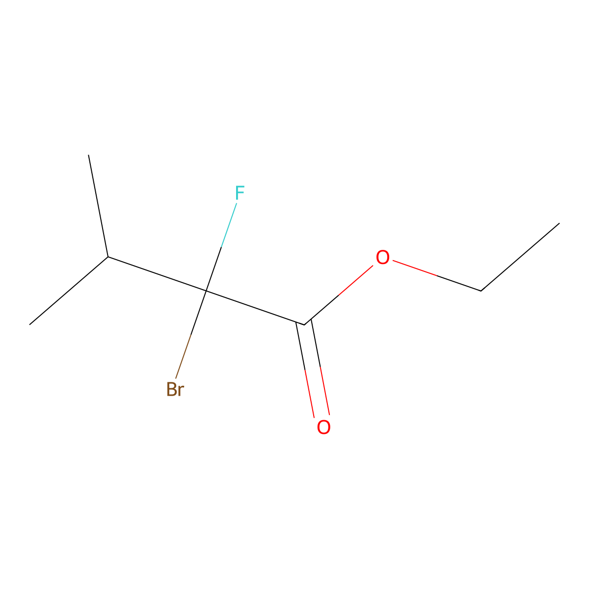 Ethyl 2-bromo-2-fluoro-3-methylbutanoate molecular structure, CAS 3017267-60-3