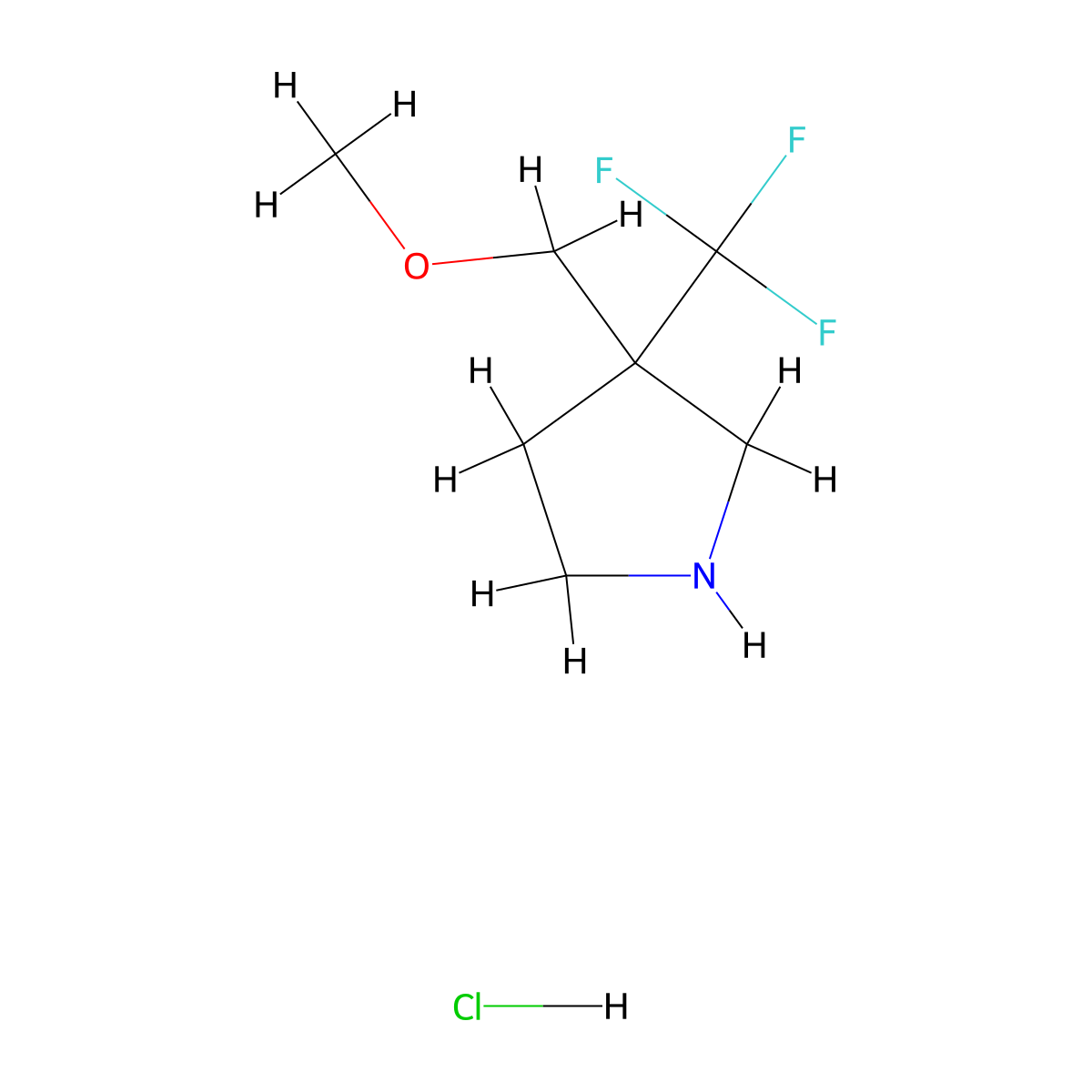 3-(Methoxymethyl)-3-(trifluoromethyl)pyrrolidine;hydrochloride molecular structure, CAS 3017267-65-8