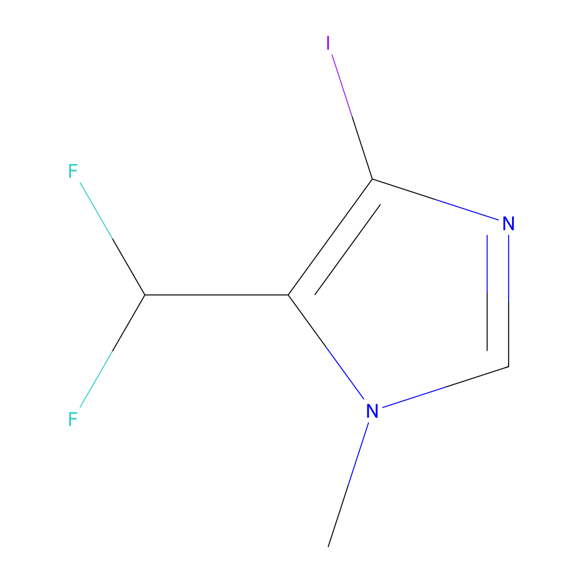 5-(difluoromethyl)-4-iodo-1-methyl-1H-imidazole molecular structure, CAS 3017267-67-0
