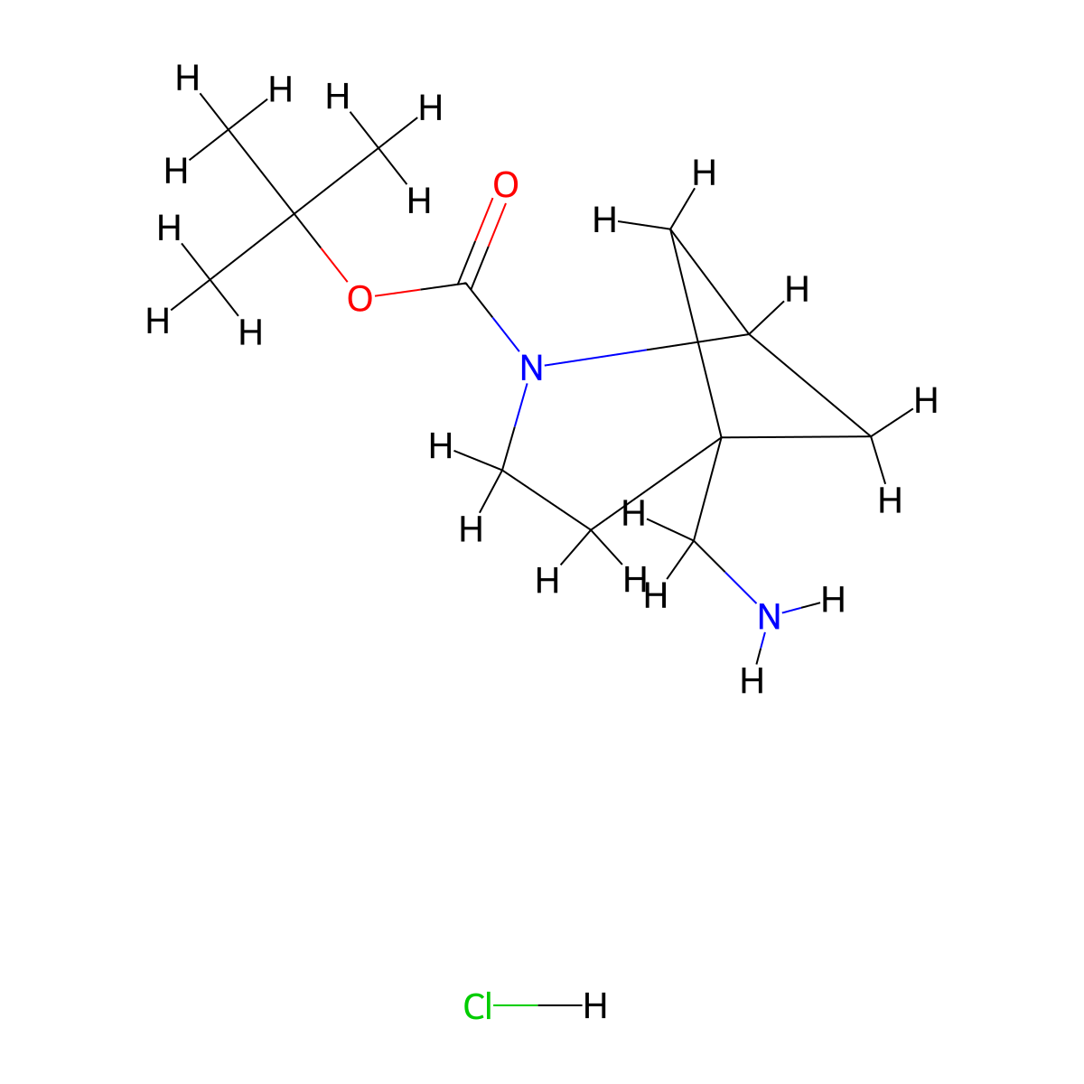 Tert-butyl 5-(aminomethyl)-2-azabicyclo[3.1.1]heptane-2-carboxylate hydrochloride molecular structure, CAS 3017267-85-2