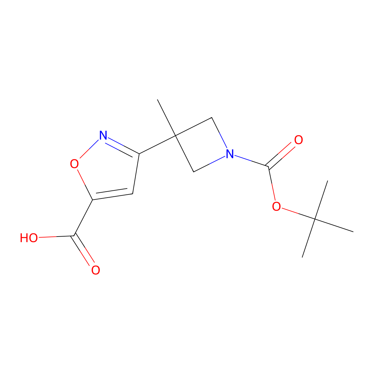 3-{1-[(Tert-butoxy)carbonyl]-3-methylazetidin-3-yl}-1,2-oxazole-5-carboxylic acid molecular structure, CAS 3017267-86-3