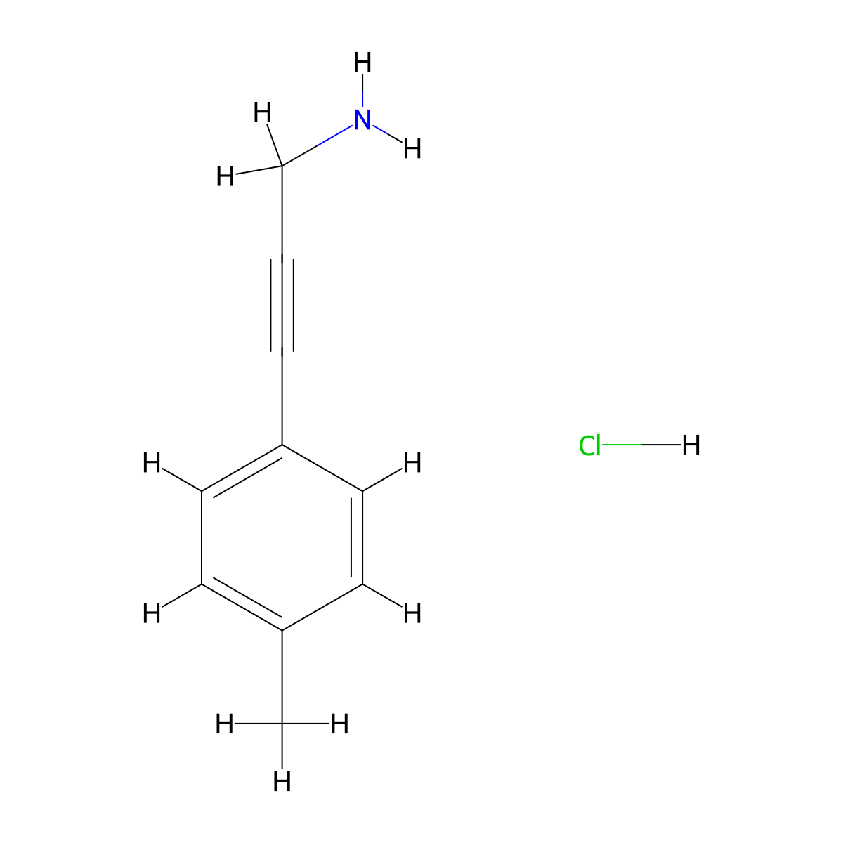 3-(4-Methylphenyl)prop-2-yn-1-amine hydrochloride molecular structure, CAS 3017267-99-8