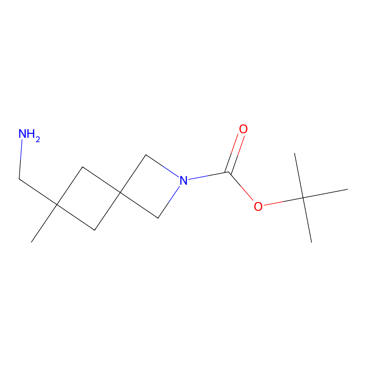 Tert-butyl 6-(aminomethyl)-6-methyl-2-azaspiro[3.3]heptane-2-carboxylate molecular structure, CAS 3017268-00-4