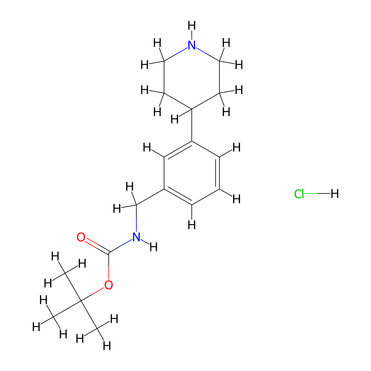 tert-butyl N-{[3-(piperidin-4-yl)phenyl]methyl}carbamate hydrochloride molecular structure, CAS 3017268-02-6