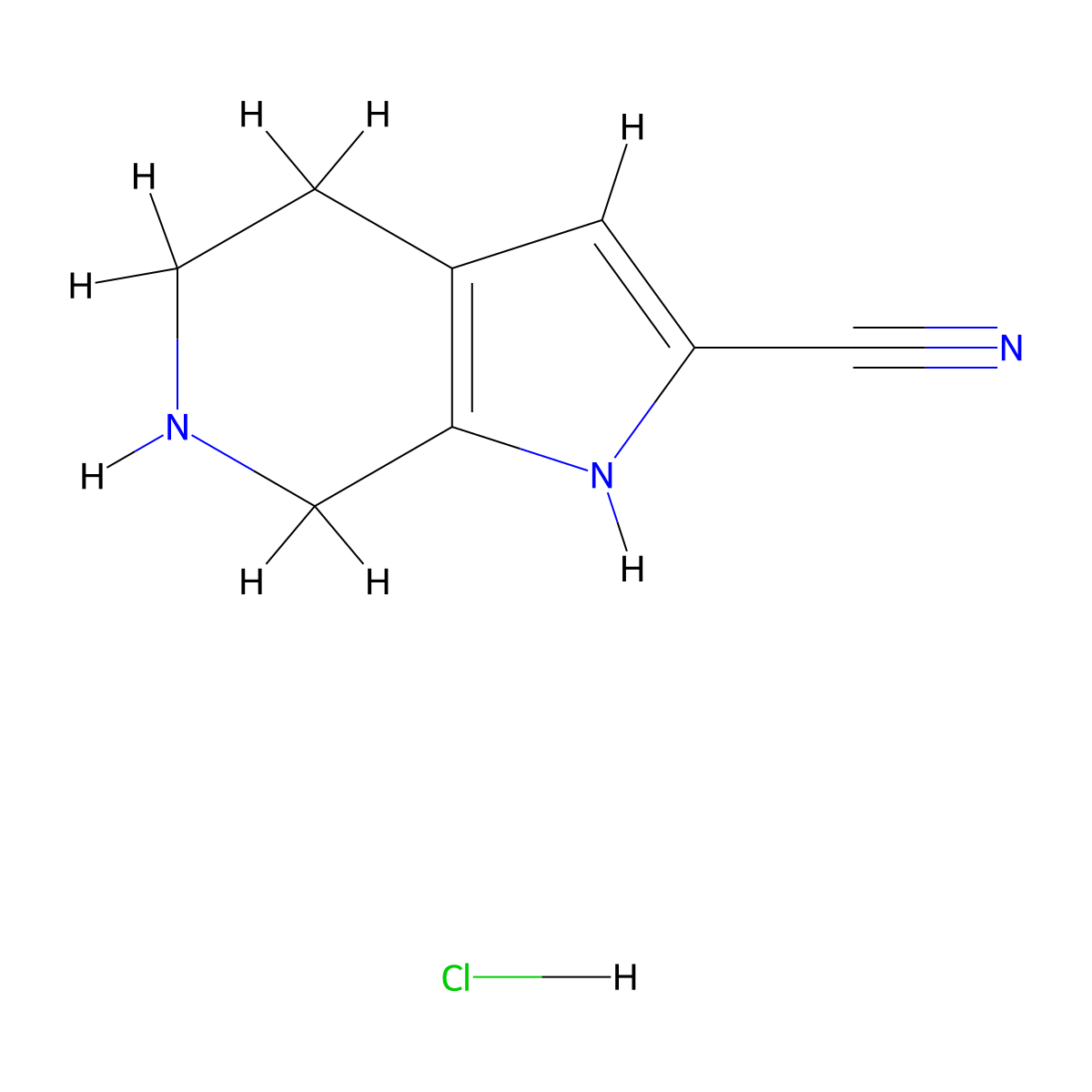 4,5,6,7-tetrahydro-1H-pyrrolo[2,3-c]pyridine-2-carbonitrile;hydrochloride molecular structure, CAS 3017268-05-9