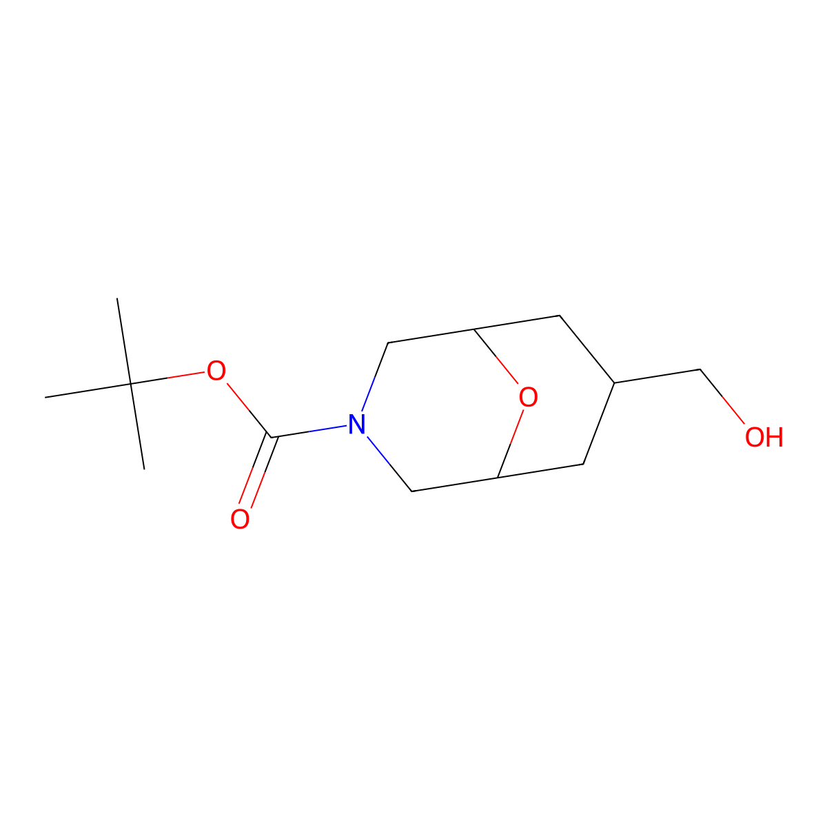 Tert-butyl 7-(hydroxymethyl)-9-oxa-3-azabicyclo[3.3.1]nonane-3-carboxylate molecular structure, CAS 3017268-12-8