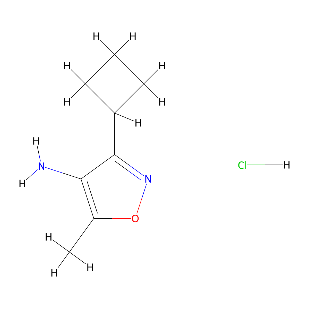 3-Cyclobutyl-5-methyl-1,2-oxazol-4-amine hydrochloride molecular structure, CAS 3017268-18-4