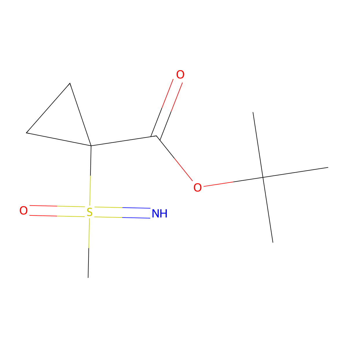 Tert-butyl 1-[imino(methyl)oxo-lambda6-sulfanyl]cyclopropane-1-carboxylate molecular structure, CAS 3017268-24-2