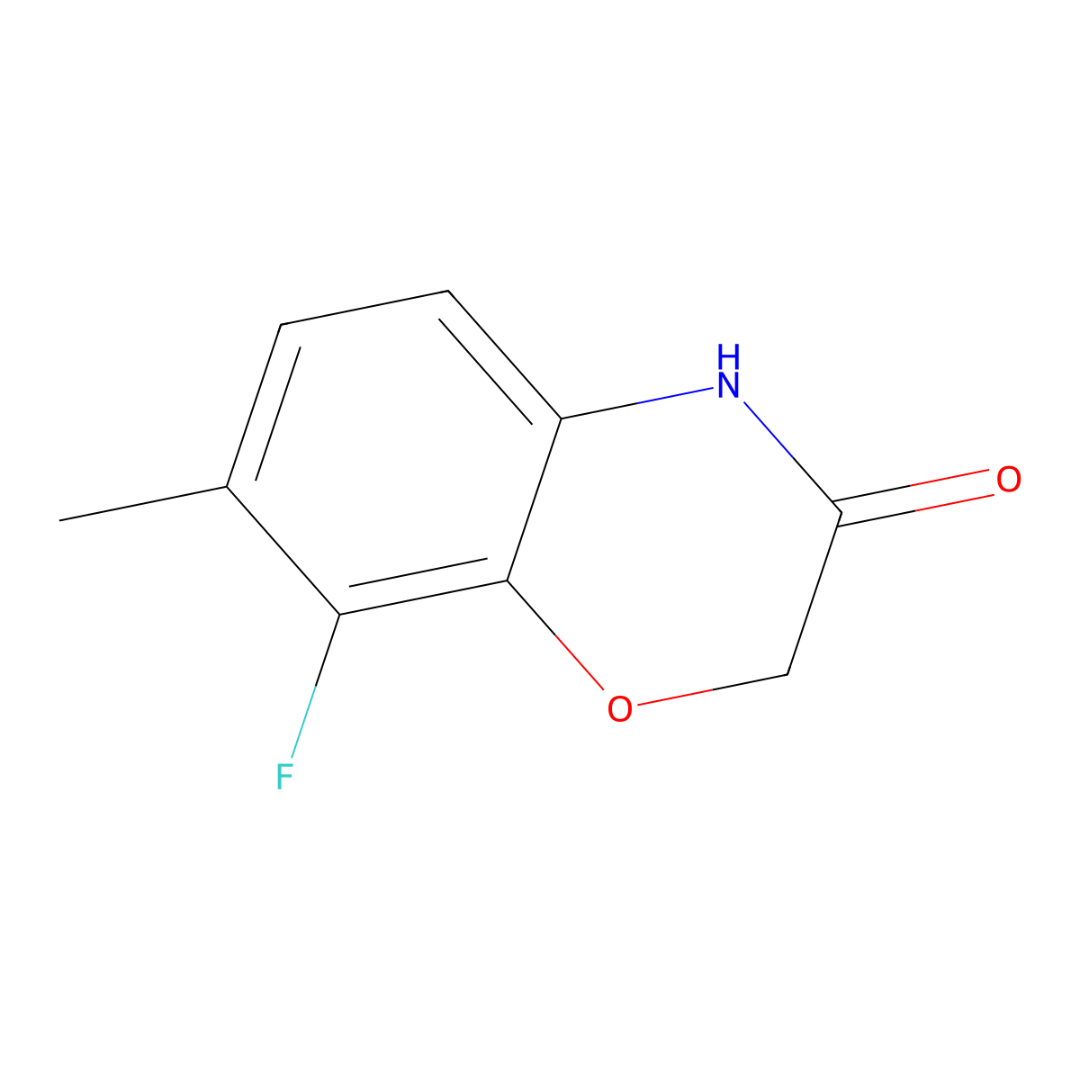 8-fluoro-7-methyl-3,4-dihydro-2H-1,4-benzoxazin-3-one molecular structure, CAS 3017268-25-3