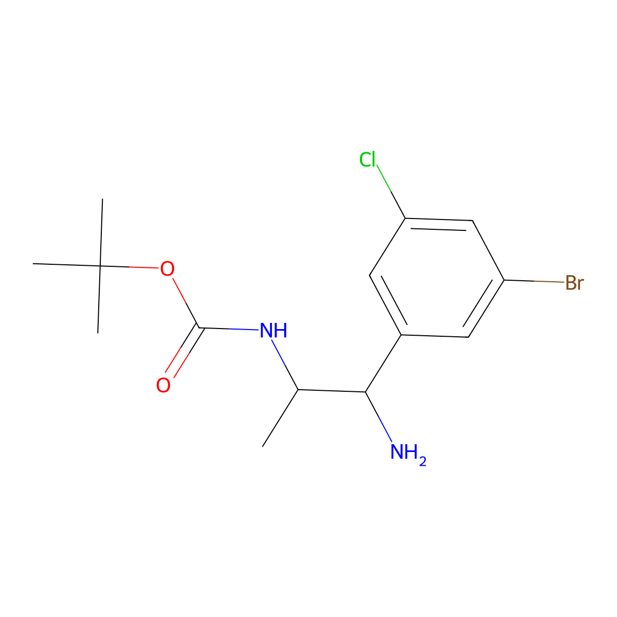 tert-butyl N-[1-amino-1-(3-bromo-5-chlorophenyl)propan-2-yl]carbamate molecular structure, CAS 3017268-34-4