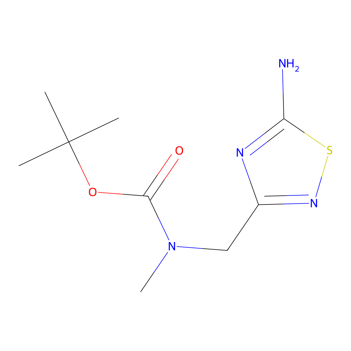 tert-butyl N-[(5-amino-1,2,4-thiadiazol-3-yl)methyl]-N-methylcarbamate molecular structure, CAS 3017268-36-6