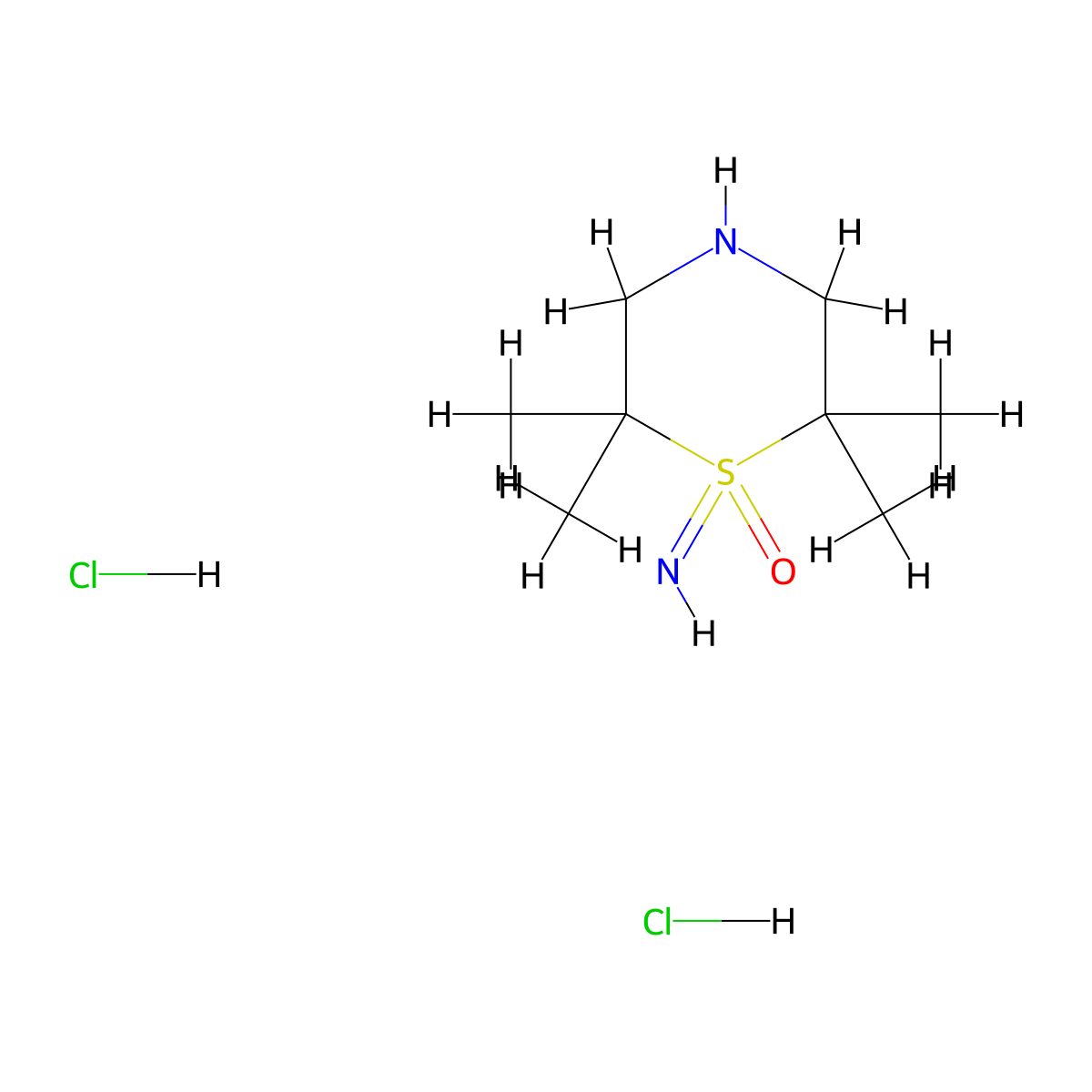 1-Imino-2,2,6,6-tetramethyl-1,4-thiazinane 1-oxide;dihydrochloride molecular structure, CAS 3017268-40-2